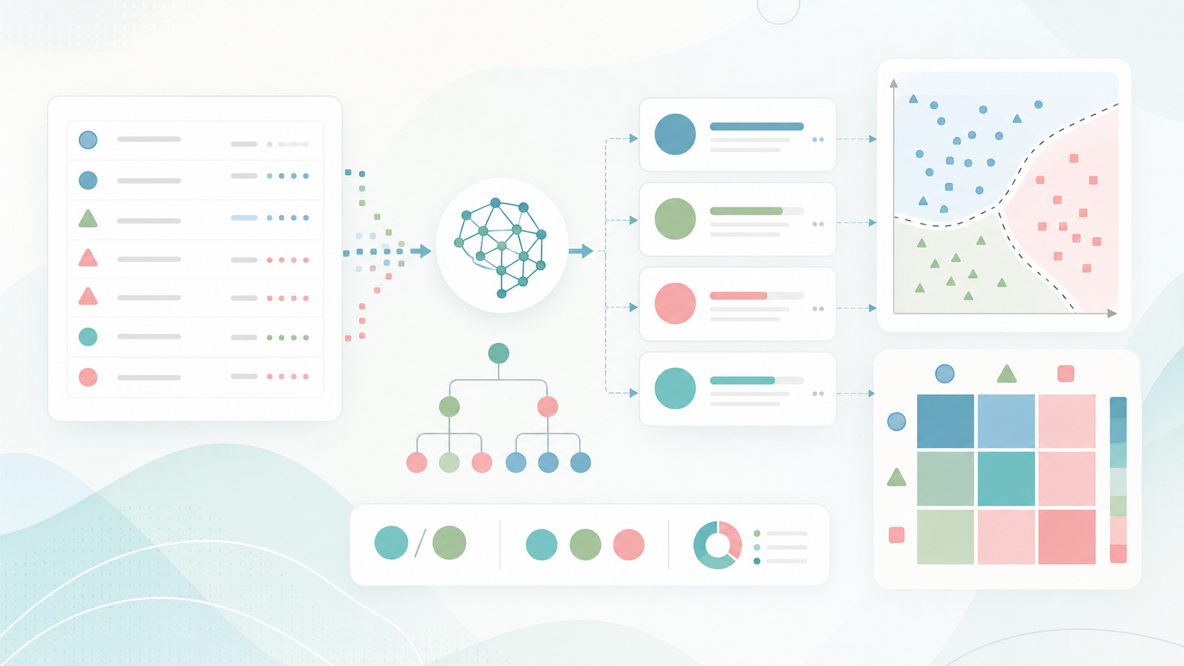 Pastel supervised classification workflow with model predictions and evaluation matrix